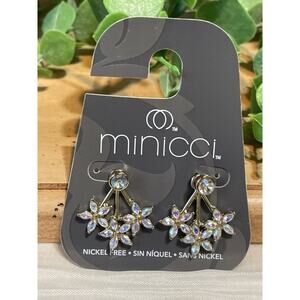 Minicci Rhinestone Iridescent Floral Burst Mini-crystal Cluster Earrings New